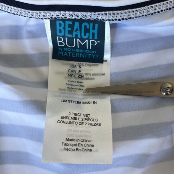 NWT! MOTHERHOOD, BEACH BUMP 2 Piece Striped Halter Maternity Tankini, Size Small - Picture 7 of 8